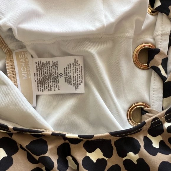 Michael Kors Cheetah Print One Piece Lace-up Swimsuit Size 10 - Picture 6 of 10